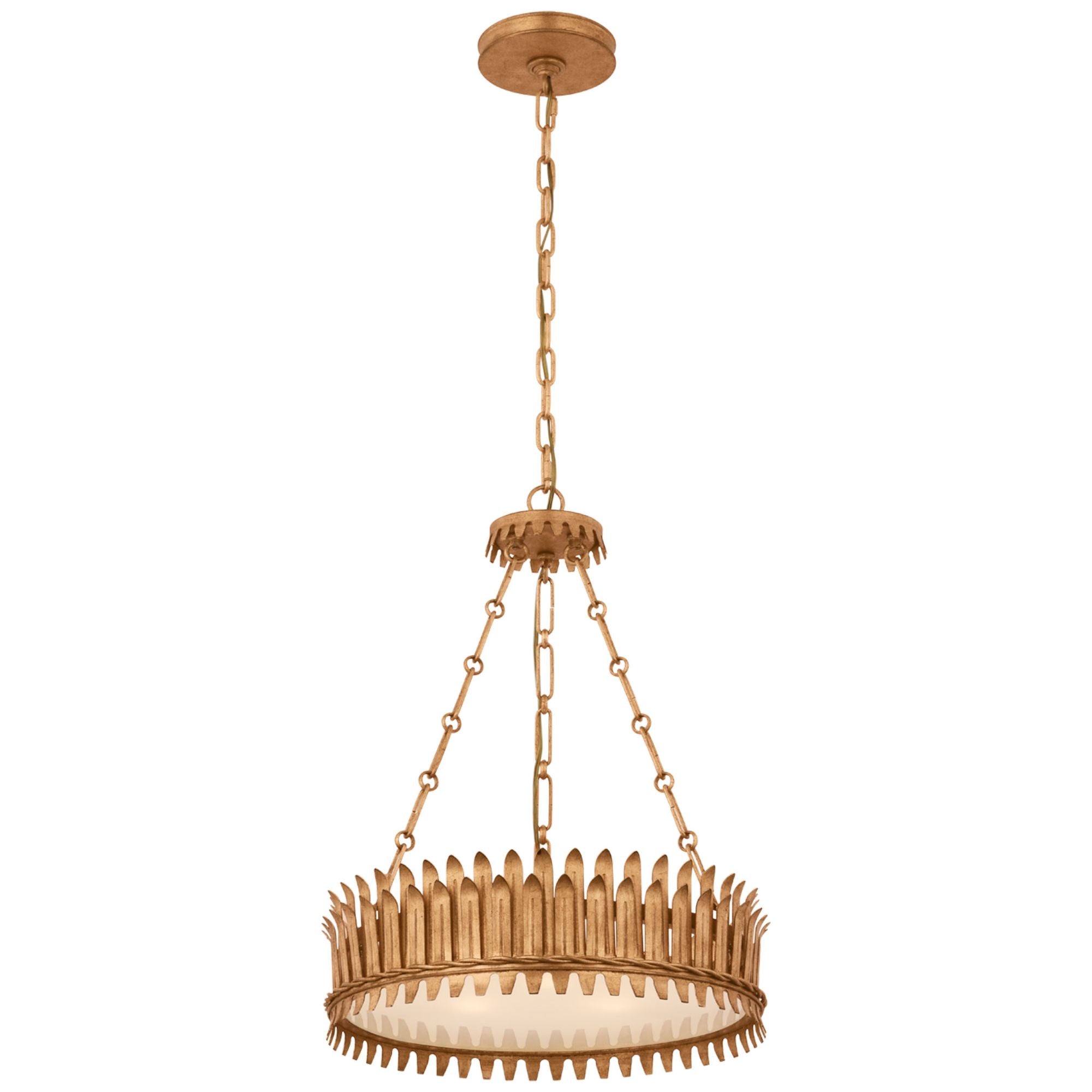 Suzanne Kasler Leslie 18" Chandelier in Gilded Iron with Frosted Acrylic