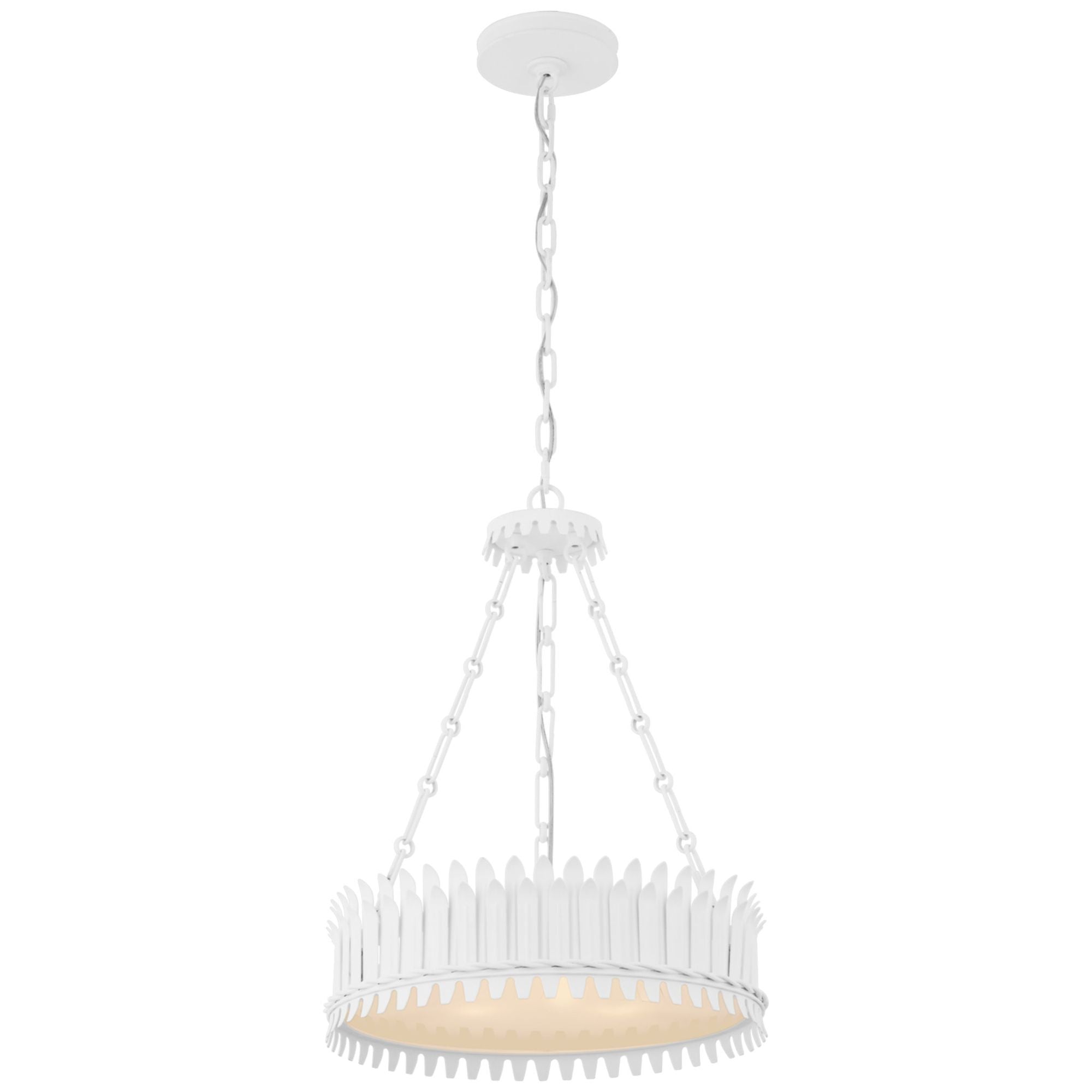 Suzanne Kasler Leslie 18" Chandelier in Plaster White with Frosted Acrylic Ceiling Light W17.75" x H22.5"