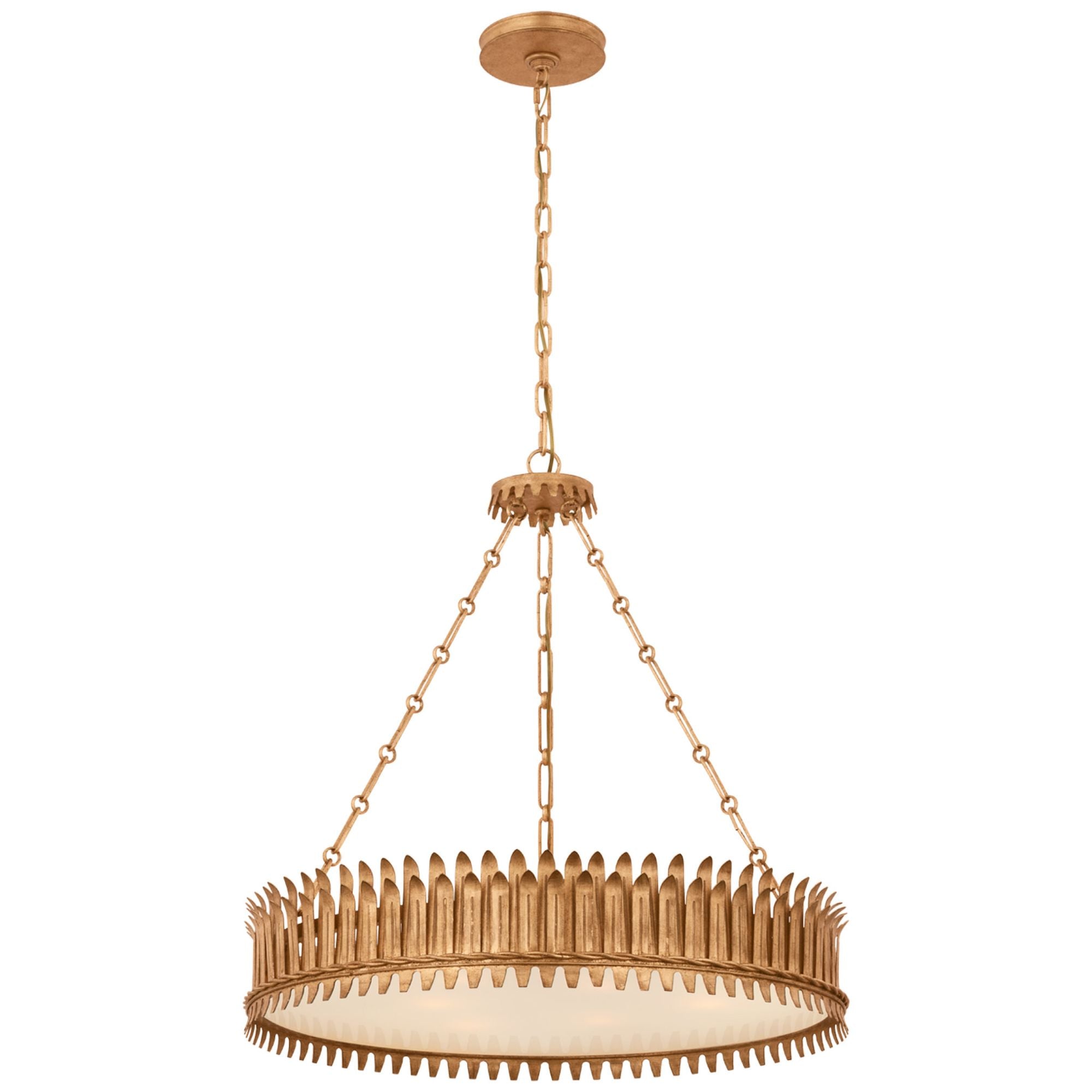 Suzanne Kasler Leslie 27" Chandelier in Gilded Iron with Frosted Acrylic