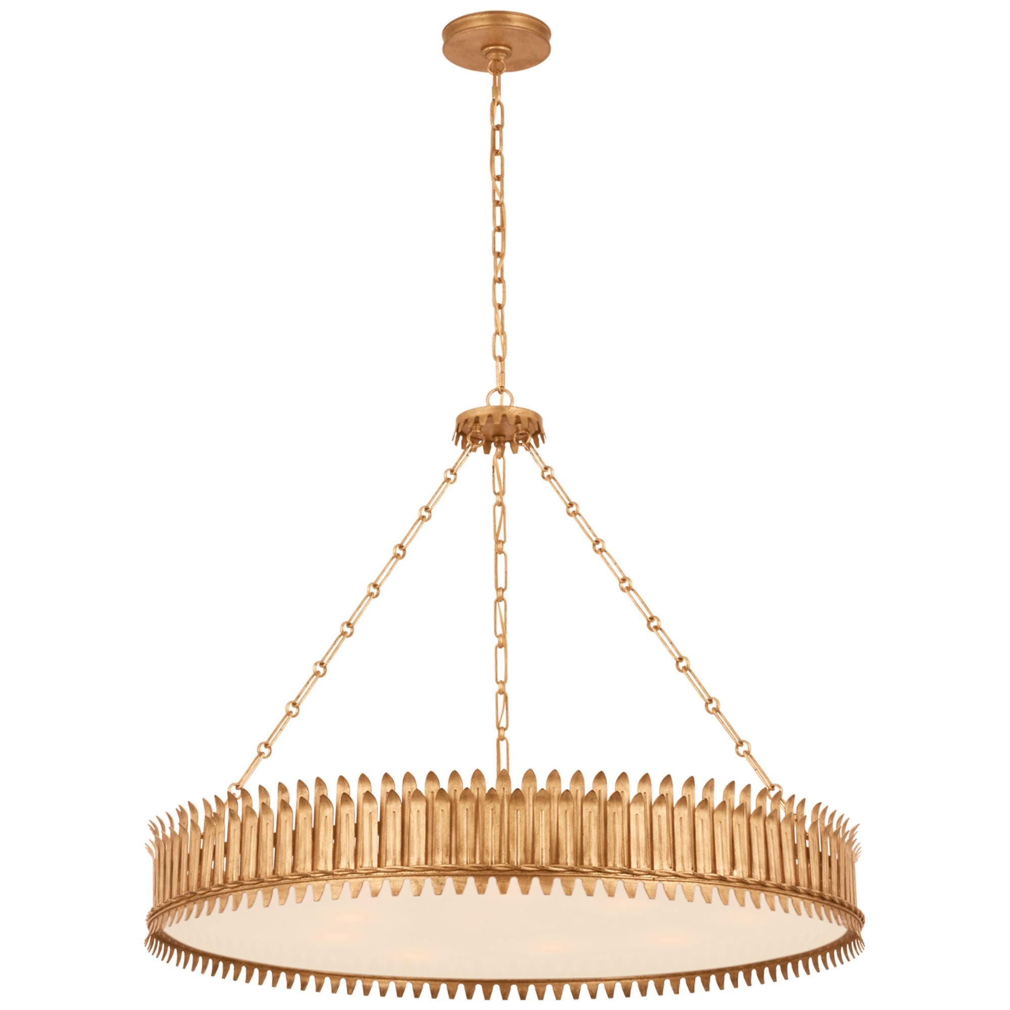 Suzanne Kasler Leslie 37" Chandelier in Gilded Iron with Frosted Acrylic Ceiling Light W36.75" x H29.75"
