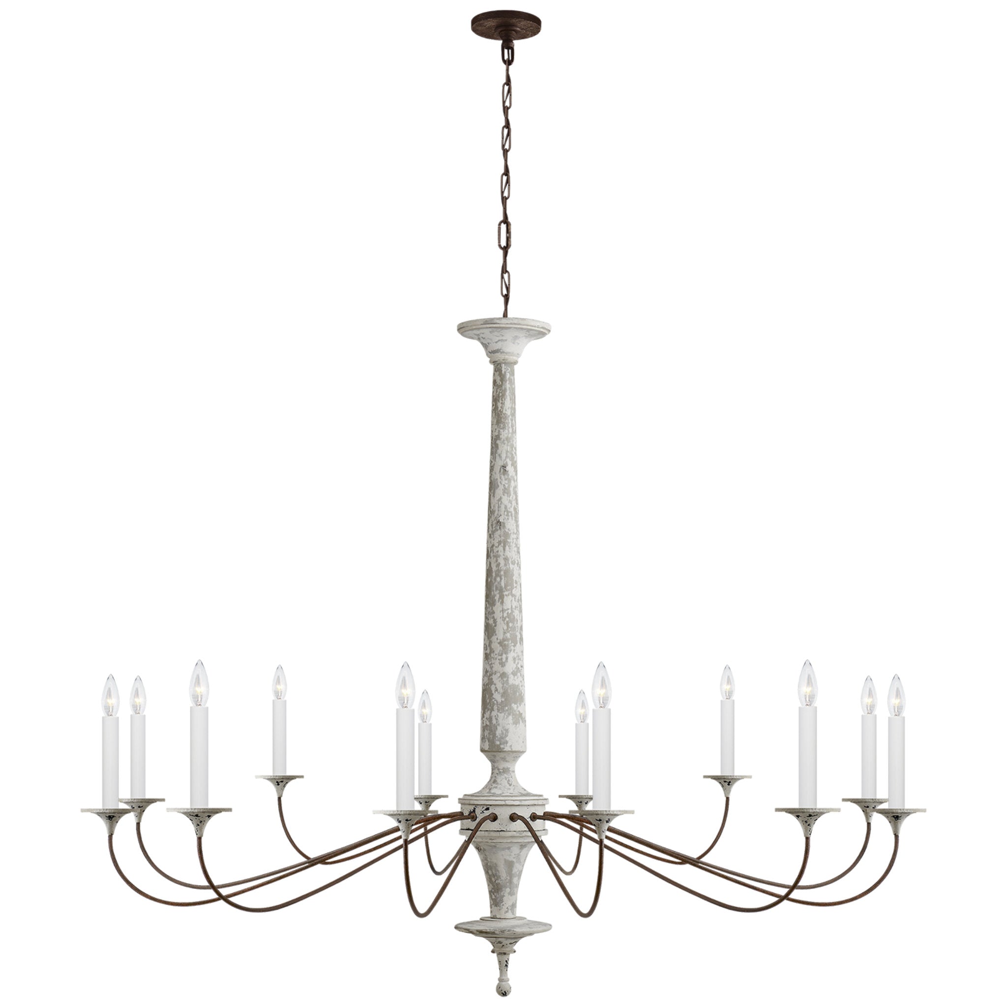 Suzanne Kasler Bordeaux Grande Chandelier in Swedish White and Natural Rust