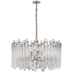 Suzanne Kasler Adele Large Wide Drum Chandelier in Polished Nickel with Clear Acrylic