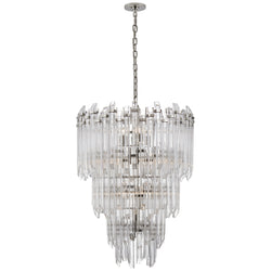 Suzanne Kasler Adele Three-Tier Waterfall Chandelier in Polished Nickel with Clear Acrylic