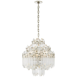 Suzanne Kasler Adele Four Tier Waterfall Chandelier in Polished Nickel with Clear Acrylic