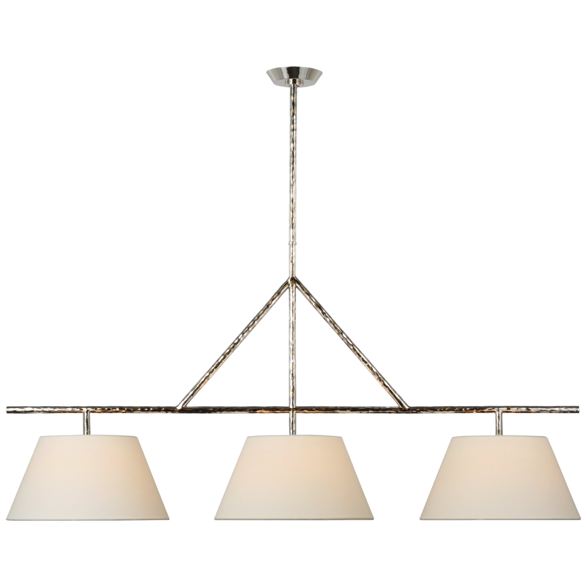 Suzanne Kasler Collette Large Linear Pendant in Polished Nickel with Linen Shade