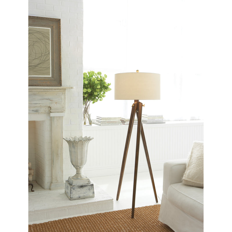 Chapman & Myers Tripod Floor Lamp in French Wax with Natural Paper Shade