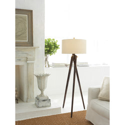 Chapman & Myers Tripod Floor Lamp in Tudor Brown with Natural Paper Shade
