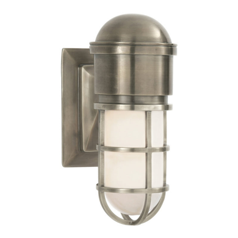 Chapman & Myers Marine Wall Light in Antique Nickel with White Glass