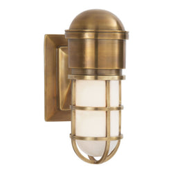 Chapman & Myers Marine Wall Light in Hand-Rubbed Antique Brass with White Glass