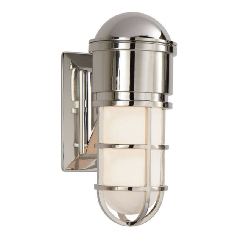 Chapman & Myers Marine Wall Light in Polished Nickel with White Glass