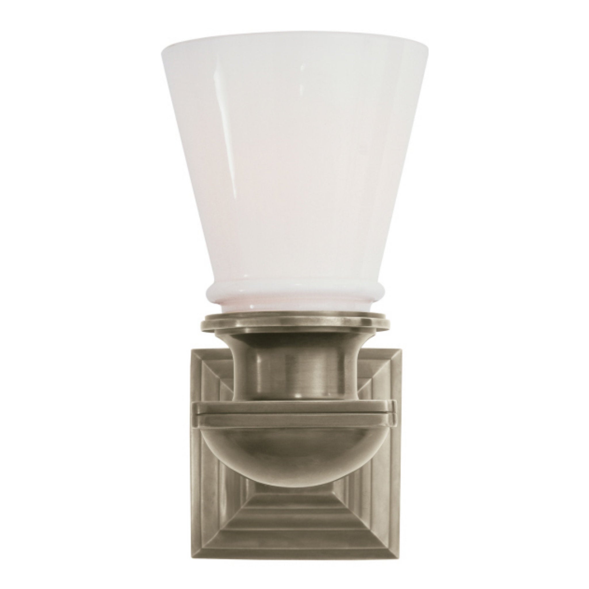 Chapman & Myers New York Subway Single Light in Antique Nickel with White Glass