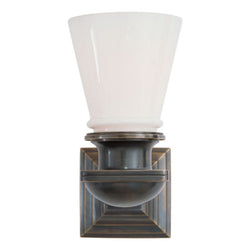 Chapman & Myers New York Subway Single Light in Bronze with White Glass