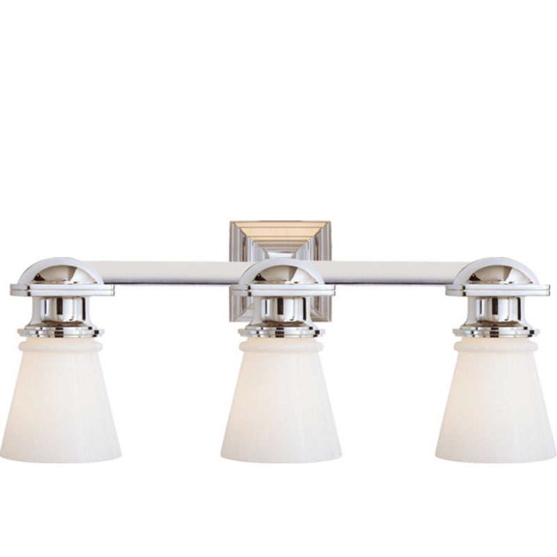 Chapman & Myers New York Subway Triple Light in Chrome with White Glass