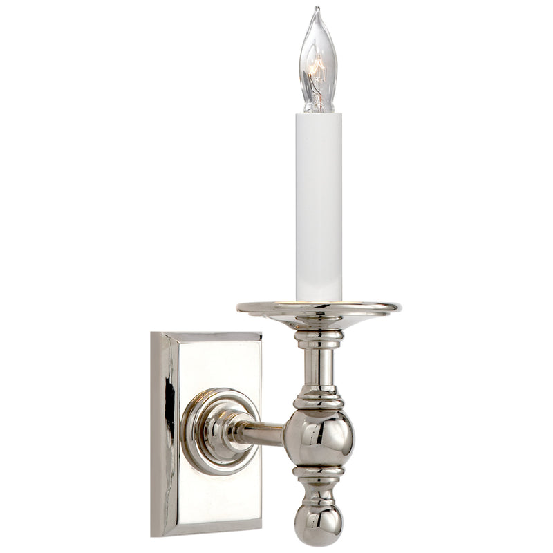 Chapman & Myers Single Library Classic Sconce in Polished Nickel