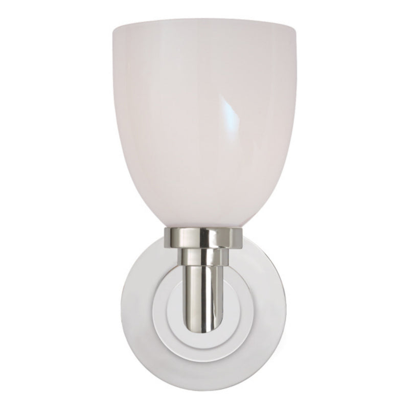 Chapman & Myers Wilton Single Bath Light in Polished Nickel with White Glass