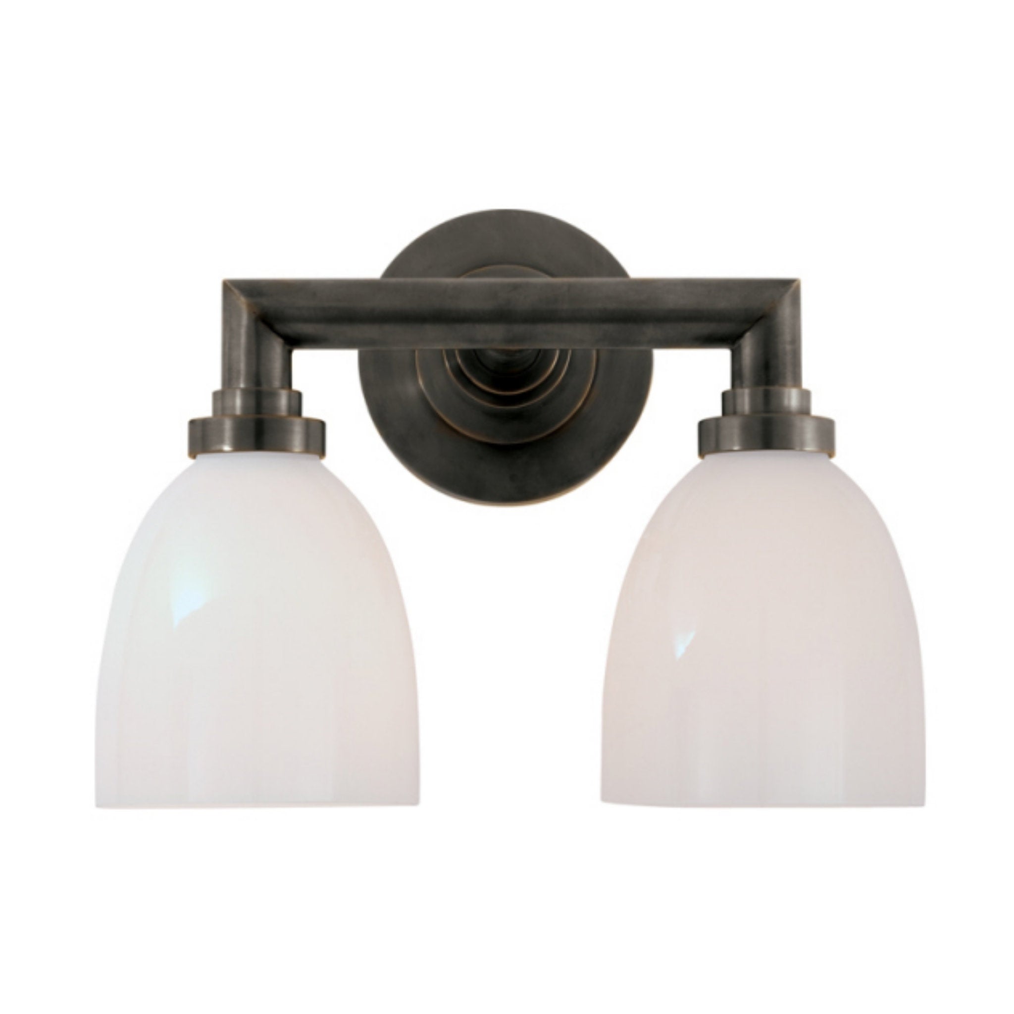 Chapman & Myers Wilton Double Bath Light in Bronze with White Glass