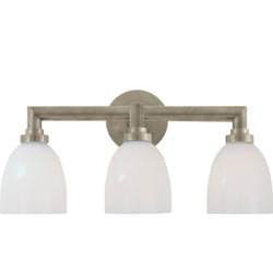 Chapman & Myers Wilton Triple Bath Light in Antique Nickel with White Glass
