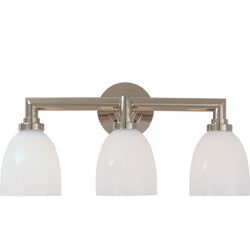 Chapman & Myers Wilton Triple Bath Light in Polished Nickel with White Glass