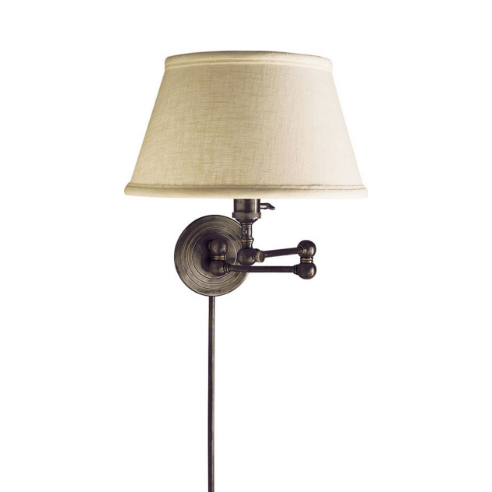 Chapman & Myers Boston Swing Arm in Bronze with Linen Shade