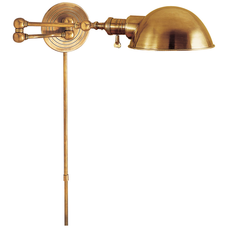 Chapman & Myers Boston Swing Arm in Hand-Rubbed Antique Brass with SLG Shade