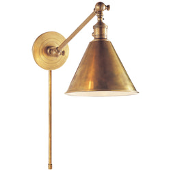 Chapman & Myers Boston Functional Single Arm Library Light in Hand-Rubbed Antique Brass