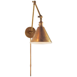Chapman & Myers Boston Functional Double Arm Library Light in Hand-Rubbed Antique Brass