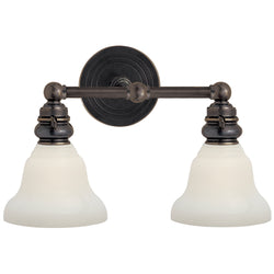 Chapman & Myers Boston Functional Double Light in Bronze with White Glass