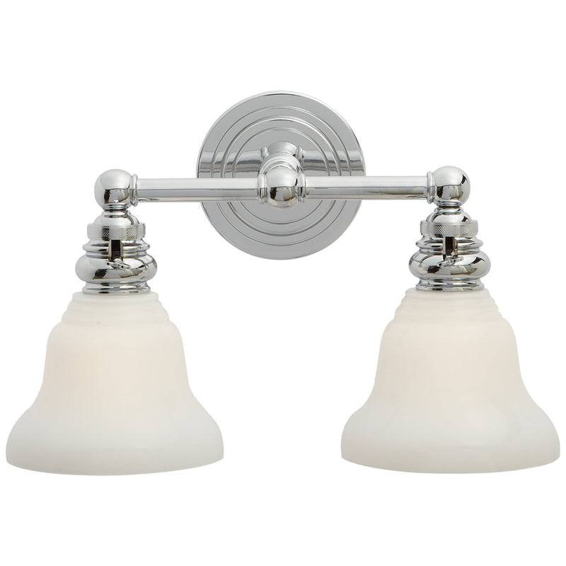 Chapman & Myers Boston Functional Double Light in Chrome with White Glass
