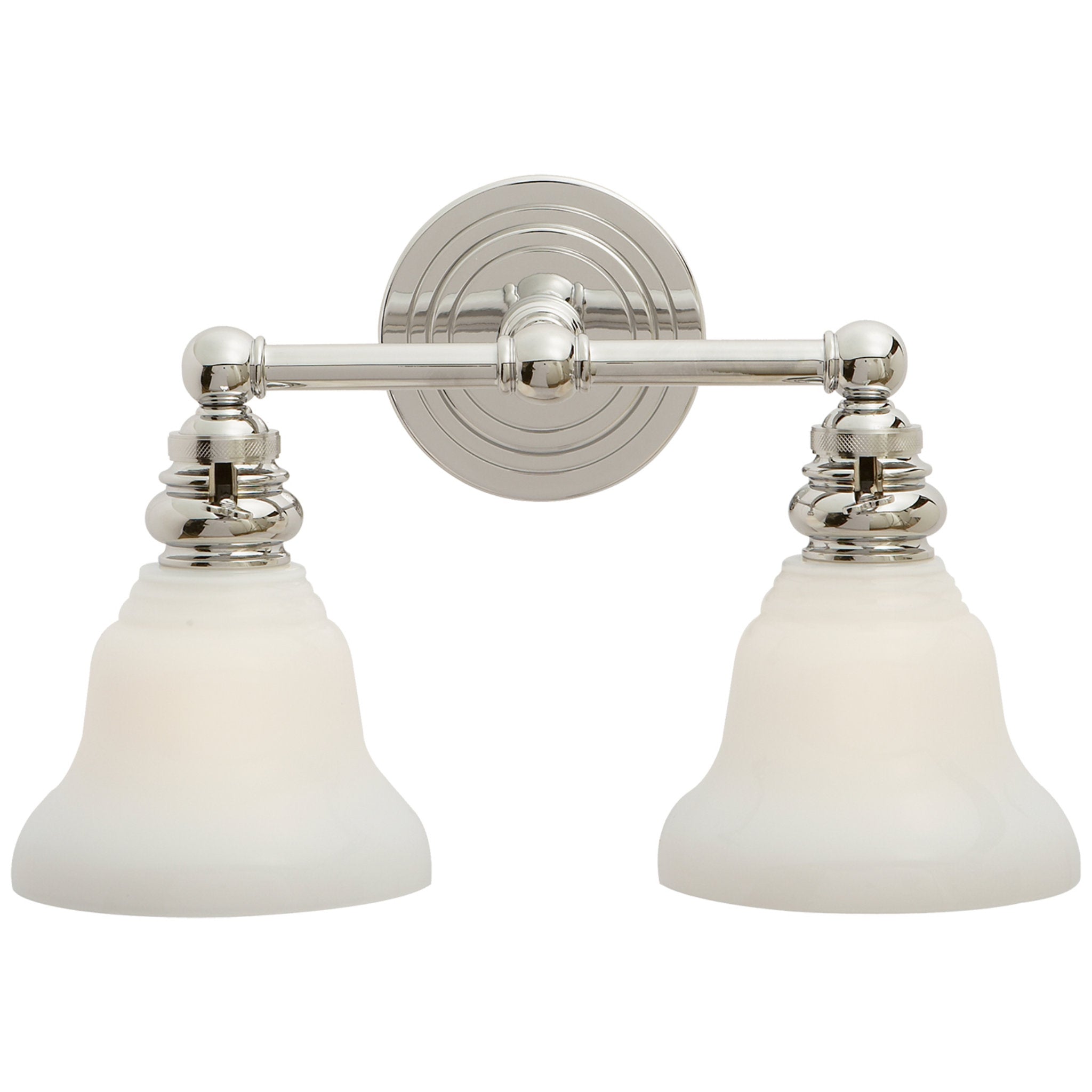 Chapman & Myers Boston Functional Double Light in Polished Nickel with White Glass