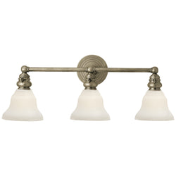 Chapman & Myers Boston Functional Triple Light in Antique Nickel with White Glass