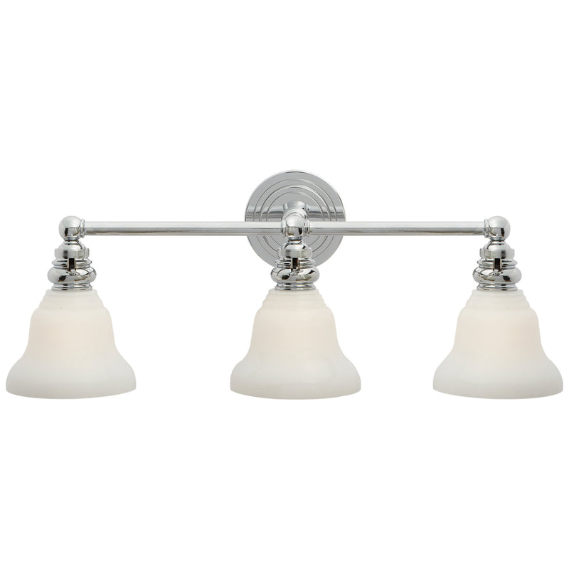 Chapman & Myers Boston Functional Triple Light in Chrome with White Glass