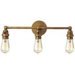 Chapman & Myers Boston Functional Triple Light in Hand-Rubbed Antique Brass