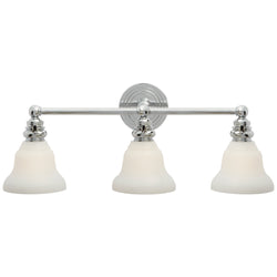 Chapman & Myers Boston Functional Triple Light in Polished Nickel with White Glass