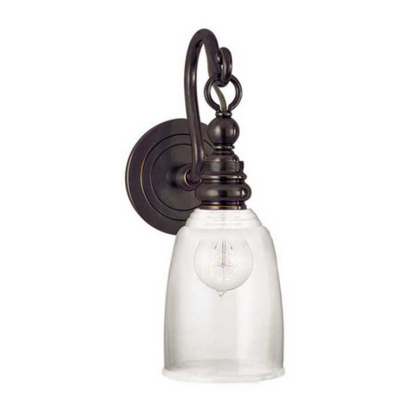 Chapman & Myers Boston Loop Arm Sconce in Bronze with Clear Glass