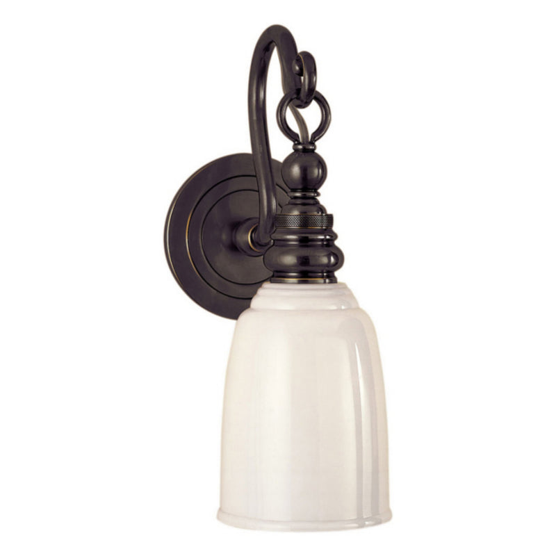 Chapman & Myers Boston Loop Arm Sconce in Bronze with White Glass