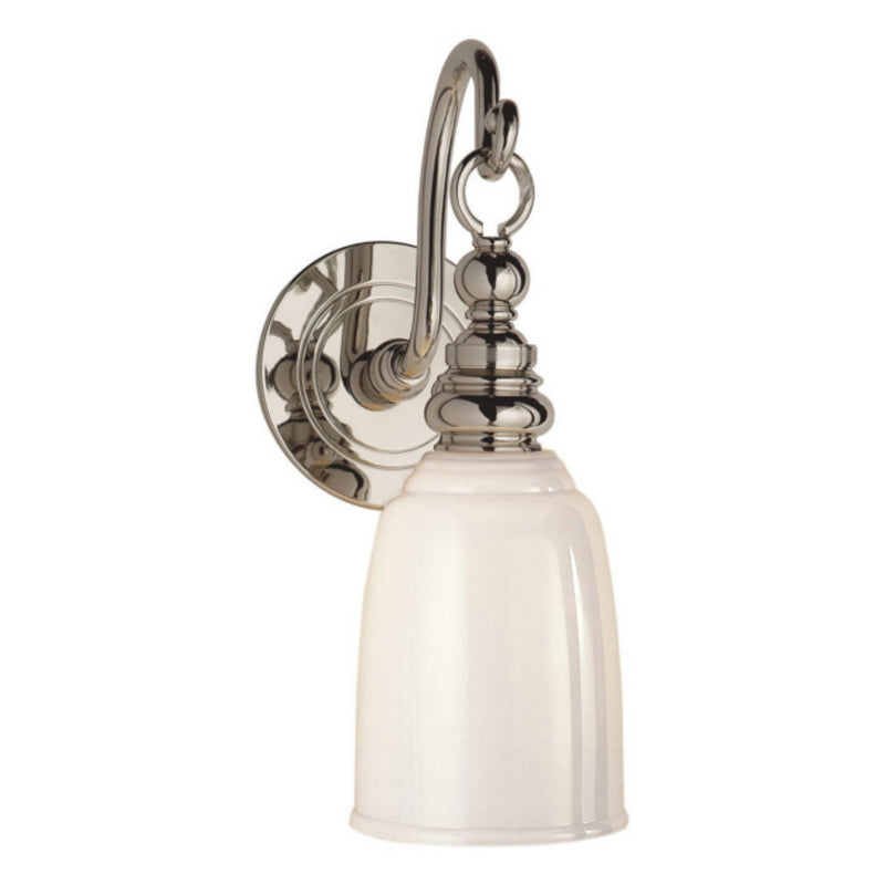 Chapman & Myers Boston Loop Arm Sconce in Polished Nickel with White Glass