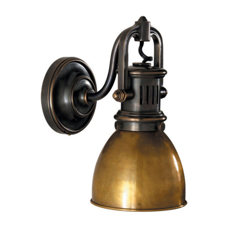 Chapman & Myers Yoke Suspended Sconce in Bronze with Hand-Rubbed Antique Brass Shade