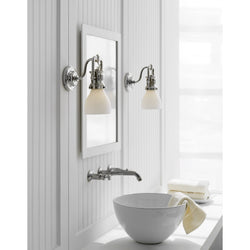 Chapman & Myers Yoke Suspended Sconce in Polished Nickel with White Glass