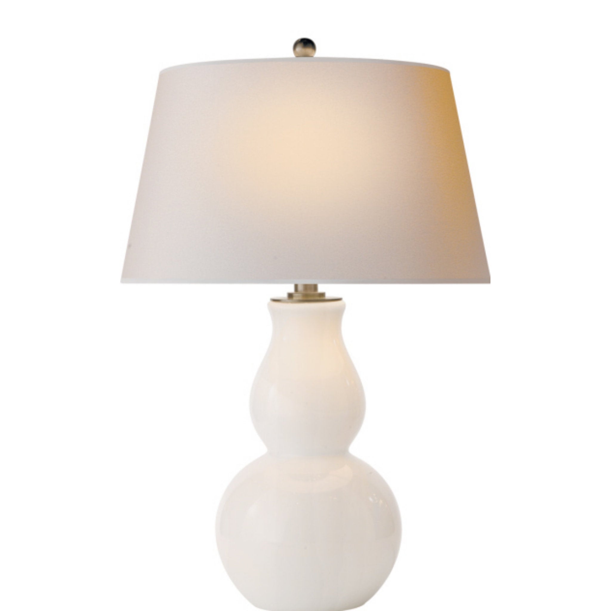 Chapman & Myers Open Bottom Gourd Table Lamp in White Glass with Natural Paper Shade