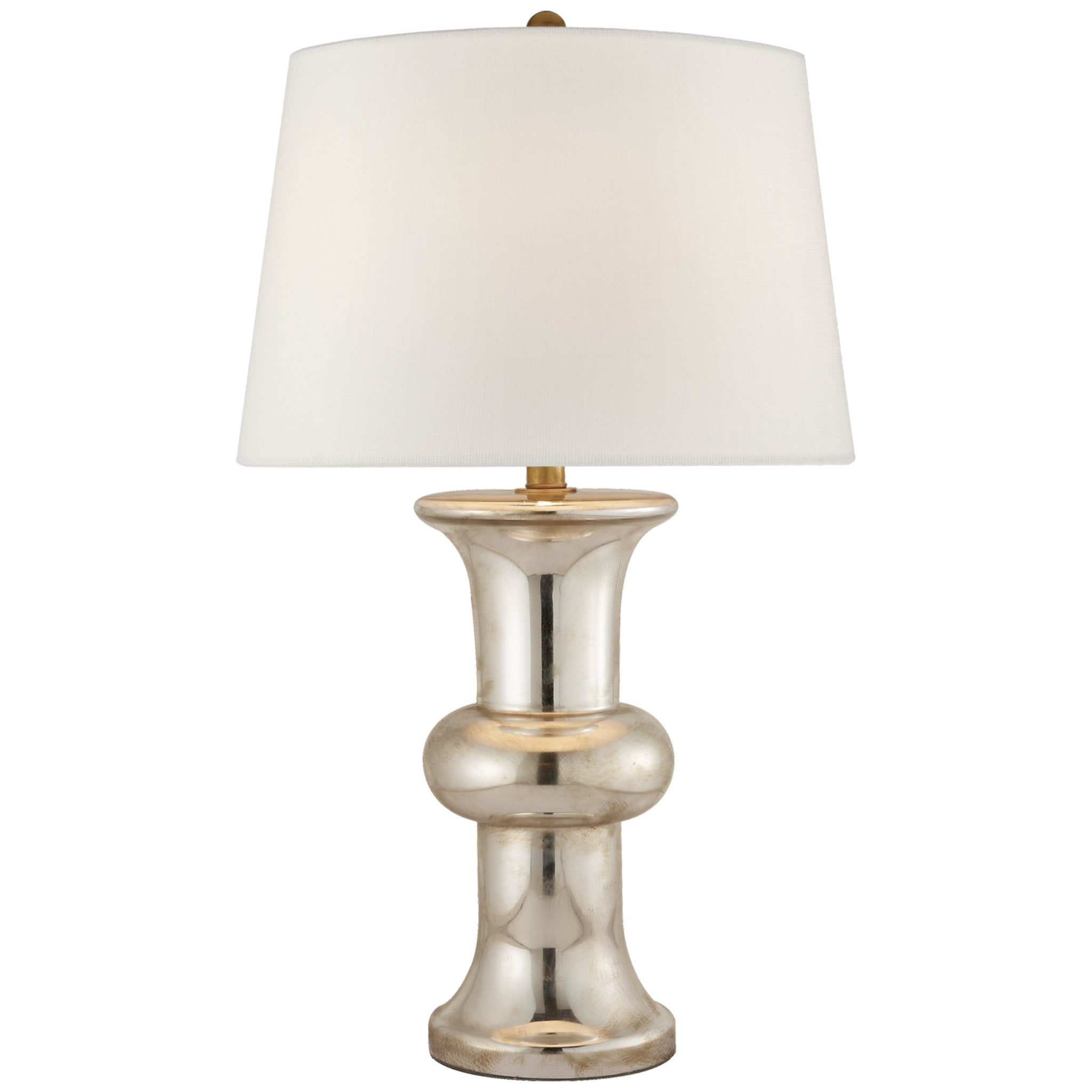 Chapman & Myers Bull Nose Cylinder Table Lamp in Mercury Glass with Linen Shade
