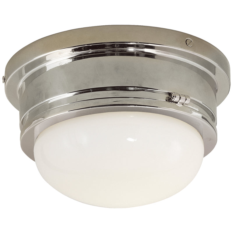 Chapman & Myers Marine Medium Flush Mount in Polished Nickel with White Glass