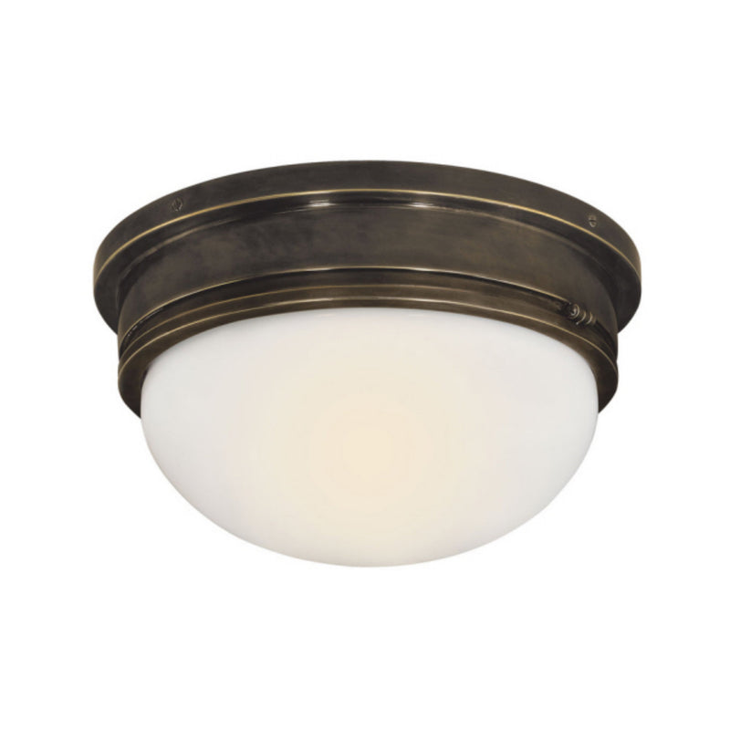 Chapman & Myers Marine Large Flush Mount in Bronze with White Glass
