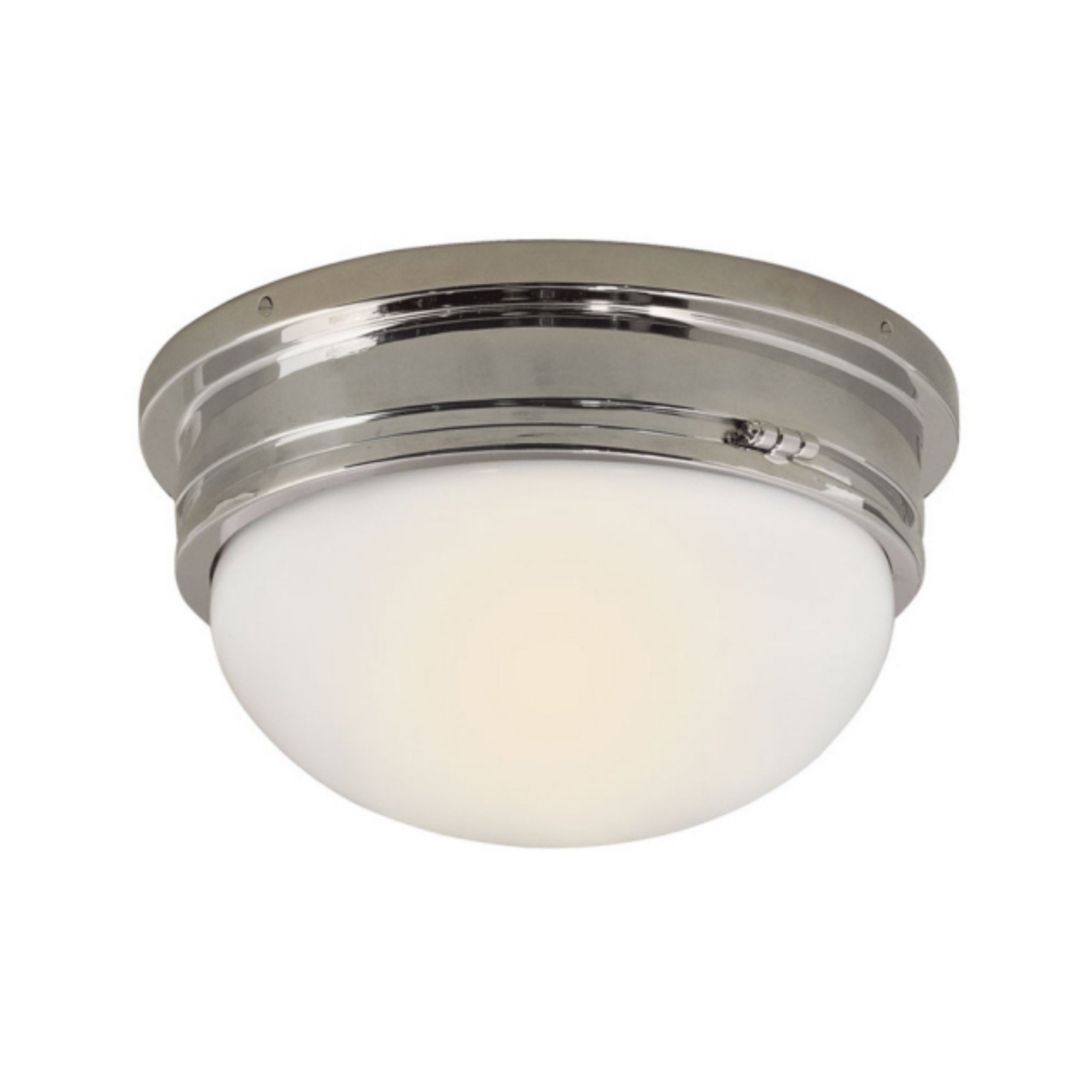 Chapman & Myers Marine Large Flush Mount in Polished Nickel with White Glass