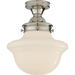Chapman & Myers Edmond Flush Mount in Polished Nickel with White School House Glass