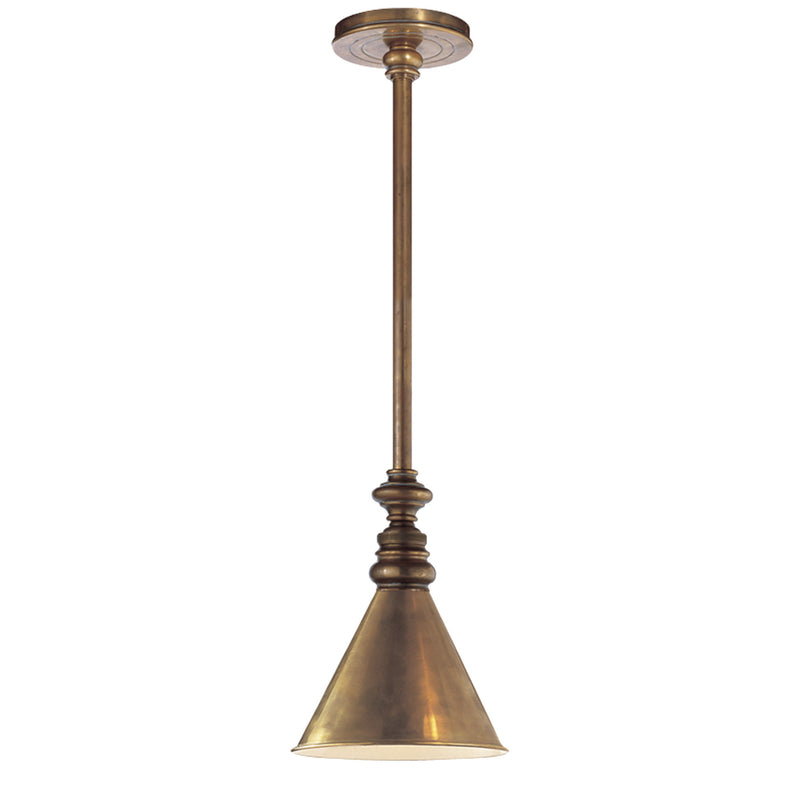 Chapman & Myers Boston Pendant in Hand-Rubbed Antique Brass with Mini Slant Shade