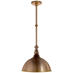 Chapman & Myers Boston Pendant in Hand-Rubbed Antique Brass with SLF Shade