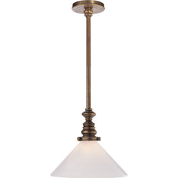Chapman & Myers Boston Pendant in Hand-Rubbed Antique Brass with White Glass Slant Shade