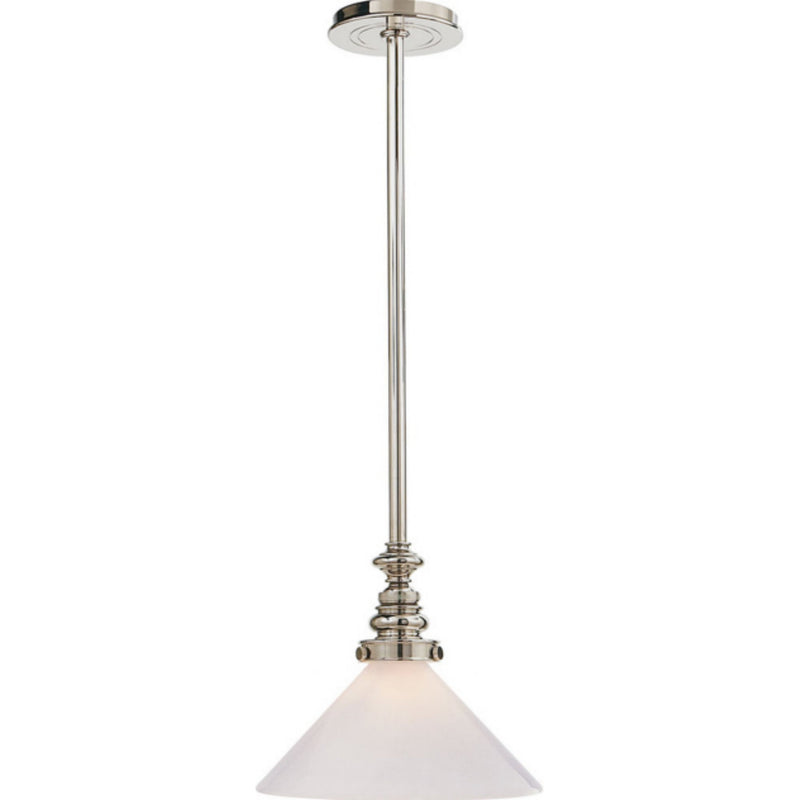 Chapman & Myers Boston Pendant in Polished Nickel with White Glass Slant Shade