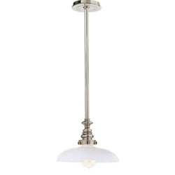 Chapman & Myers Boston Pendant in Polished Nickel with Small White Dish Glass