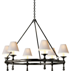 Chapman & Myers Classic Ring Chandelier in Bronze with Natural Paper Shades